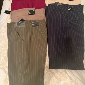 Express Women's Pinstripe Dress Pants - Olive, Navy, Beige, Burgundy